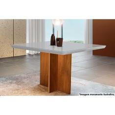 Mesa P- Cozinha Berlim C- Tampo 90x90cm Madeirado Vidro Canto Curvo - Imbuia-off White - Rufato