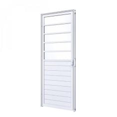 Porta de Alumínio Lambri 215x85cm com Travessa Mista e Vidro Mini Bore