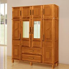 Guarda Roupa Solteiro com Espelho 8 Portas 2 Gavetas Rio Branco Rodmóveis Ypê