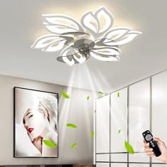 Ventilador de teto moderno com pétalas reguláveis LED com iluminação Ventilador silencioso Lâmpada de teto com controle remoto Ventiladores de teto Sala de estar Quarto Sala de jantar Lustre