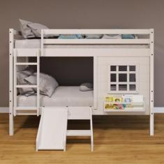 Beliche Infantil com Janela Escorregador e Cortina Madeira Maciça Bran