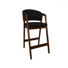Banqueta Alta para Balcão Ravena em Madeira Maciça Pinhão Sintético Preto CCS