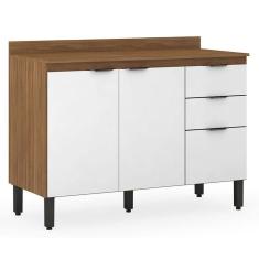 Balcão De Cozinha Firenze Com Tampo 120 Cm Amêndola Branco - Demóbile