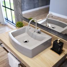 Kit Cuba Rt41 Com Torneira C50 E Válvula 1 Polegada Abs E Sifão Pvc E Flexível Compace Cinza