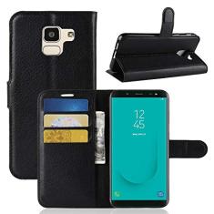 Capa para Samsung Galaxy J6 2018, capa flip carteira de couro PU Manyip para Samsung Galaxy J6 2018, capa de proteção de telefone estilo empresarial, capa com [compartimentos para dinheiro e cartão]