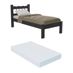 Cama Solteiro Madeira Maciça com Colchão Incluso Madri Multimóveis CR4