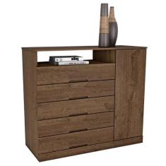 Cômoda Mademarcs Braga Com 5 Gavetas E 1 Porta Brauna