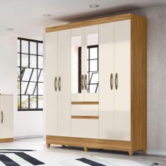 Guarda Roupa Casal New Cuba 6 Portas Freijó Off White Moval