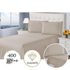 Jogo de Lençol Casal 400 Fios 3 Peças Ponto Palito Casa Dona