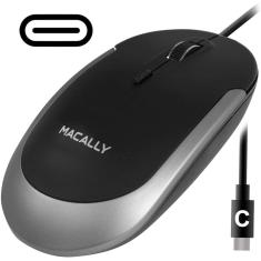 Mouse USB Tipo C Fino & Compacto - 3 Botões e Scroll - Interruptor DPI - Plug & Play Confortável