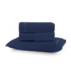 Jogo de Lençol solteiro 3 peças liso micro percal 400 fios com detalhe