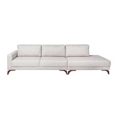 Sofá 6 Lugares Henry com Chaise Direito Veludo Bege