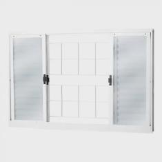 Janela de Aço Veneziana de Correr 100x100cm 6 Folhas com Grade Minas Sul mgm