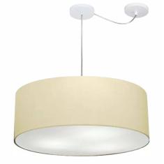 Lustre Pendente Cilíndrico Com Desvio Md-4266 Cúpula em Tecido 60x21cm Algodão Crú - Bivolt