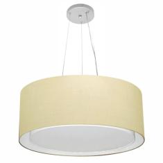 Lustre Pendente Cilíndrico Duplo Md-4124 Cúpula em Tecido 50x25cm Algodão Crú - Bivolt