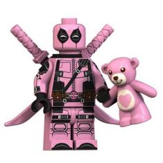 Boneco Blocos De Montar Super Heróis Deadpool Rosa Ursinho