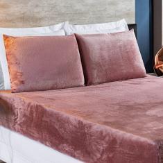 Jogo De Cama Solteiro Biasoft Manta Flannel 2 Peças - Rosê