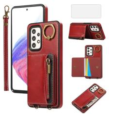 Asuwish Capa de telefone para Samsung Galaxy A53 5G capa carteira e protetor de tela de vidro temperado zíper flip anel de crédito suporte suporte celular acessórios A 53 G5 53A SM A536U 6,5 polegadas
