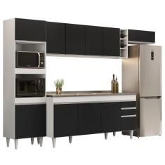Armário De Cozinha Modulada 5 Peças Cp18 Balcão Com Pia Inox Branco/preto - Lumil