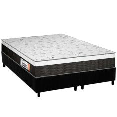 Cama Box Queen: Colchão Ortopédico Plumatex D28 Anatômico Falcon Ultra Firme + Base Crc Suede Black (158x198)