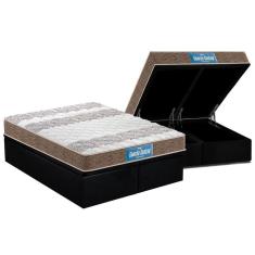 Cama Box Baú King: Colchão Ortopédico Probel D33 Guarda Costas Próintense + Base Crc Suede Black (193x203)