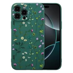 RALEAVO Capa floral para iPhone 16 Pro, capa de silicone líquido com lindo padrão de ramo de flores para meninas e mulheres, capa protetora de borracha macia fina para iPhone 16 Pro (6,3 polegadas