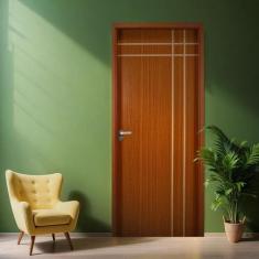 Kit Porta de Madeira Decorada 215x94cm com Batente de MDF Ultra 16cm M