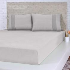 Lençol Solteiro Bella Cama Malha 100% Algodão 88x188x30cm Cinza
