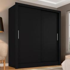 Guarda Roupa Solteiro Paloma 2 Portas Preto Fosco - Moveis Arapongas Preto Fosco