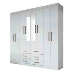 Guarda Roupa Casal 8 Portas Branco 6 Gavetas Liverpool MDP-MDF com Espelho Santos Andirá