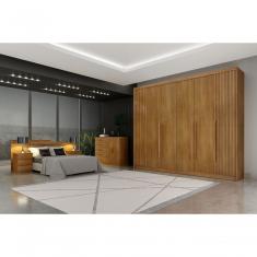 Guarda Roupa Casal Orfeus 6 Portas de Bater 6 Gavetas 100% MDF Ripado-cumaru Móveis Novo Horizonte