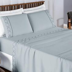 Jogo de Lençol King Infinity Bordado 300 Fios 4 Peças - Cinza