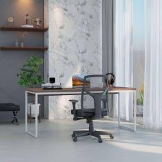 escrivaninha studio nogal e branca 180 cm