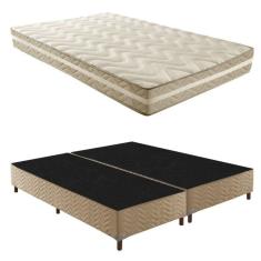 Box Queen Júlia 42x158x198cm com Colchão Queen Unique D33 Plus Duoface 25x158x198cm Rustico Bege