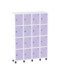 Armário Guarda Volume Locker Roupeiro 16 Portas Aço GRP 504/16 Branco/Lilás