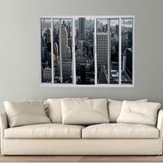 Janela Vitrô de Alumínio 4 Folhas 120 x 150cm Modular Esquadrias Bergamo Branco