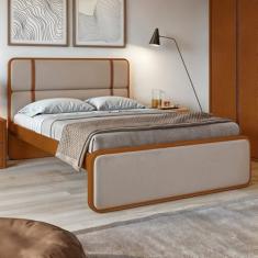 Cama Casal Leder em Mdp/mdf Tecido Linho Frassino