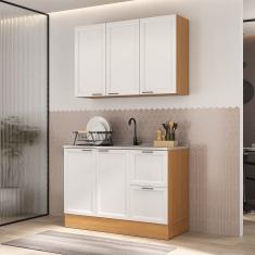 Cozinha Compacta 2 Peças 1 Aéreo 1 Balcão Soho Cabecasa Madeiramadeira Freijó/Branco
