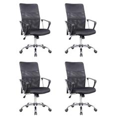 Conjunto Com 4 Cadeiras De Escritório Diretor Giratórias Vanc