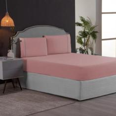 Roupa de Cama Queen Ponto Palito Percal 200 Fios Kit Jogo de Lençol 3 