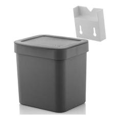 Lixeira Suspensa Com Suporte Para Fixação Trium Compacta - OU, Cinza