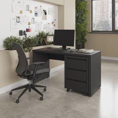 Mesa de Escritório 135cm com Gaveteiro com Rodízio Ficus Cabecasa Madeiramadeira