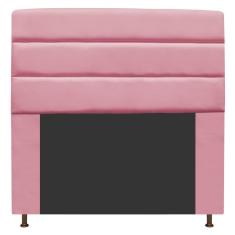 Cabeceira Estofada Turim 140cm Casal Suede Rosa Bebê