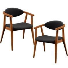 Kit 02 Poltronas Decorativas Para Sala de Estar Cecília L02 Linho Chum