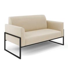 Sofá Namoradeira Base Industrial Alta Preto Marisa Suede D03 - D\'rossi Cor Bege