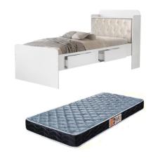 cama solteiro em mdf com estrado de madeira tamires com capitone paine