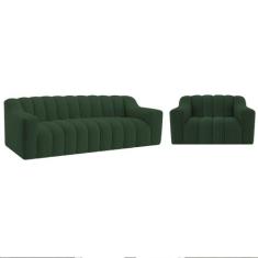 Kit 1 Sofá 200cm 1 Poltrona Luxo Recepção Sala Elegance Linho - Amaren