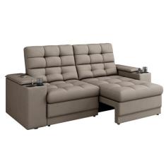 Sofá Retrátil e Reclinável 3 Lugares 2,05m Maldivas Besthouse Capuccin