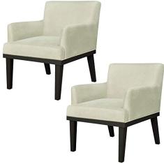 Kit 02 Poltronas Decorativas Para Sala de Estar e Recepção Beatriz W01 Suede Bege - Lyam Decor