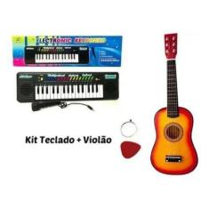 Kit Musical Infantil Teclado Com Microfone + Mini Violão - Toys